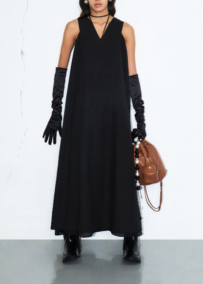 Linen Blended Sleeveless Maxi Dress