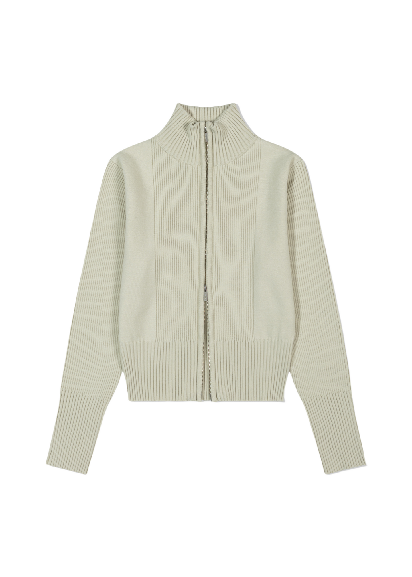 High Neck Zip-up Knit Top