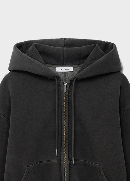 Washed Cotton Zip-Up Hoodie