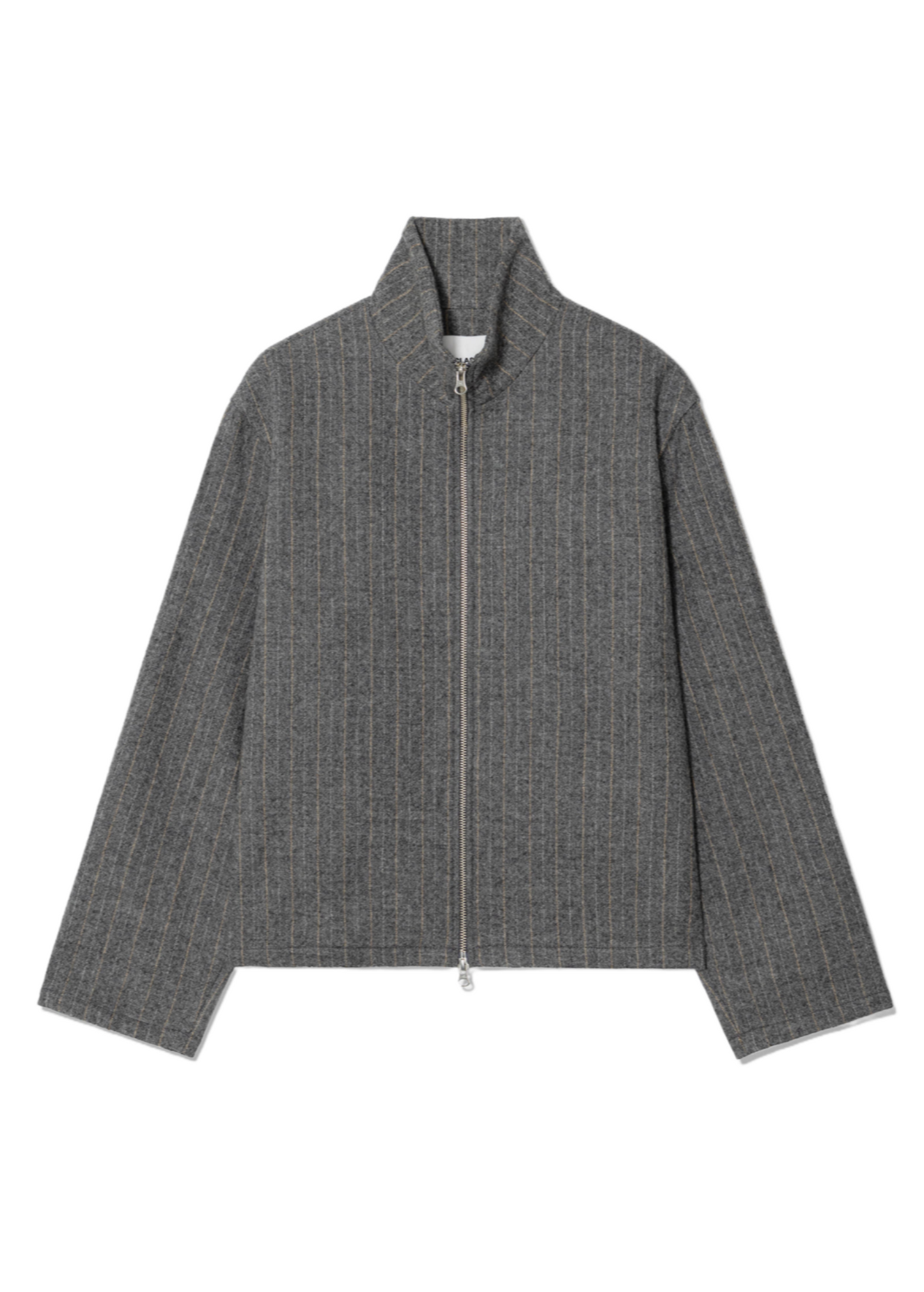 Stripe Wool Zip Shirt Jacket