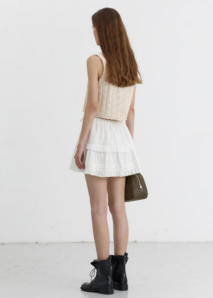 Shirring Ruffle Mini Skirt