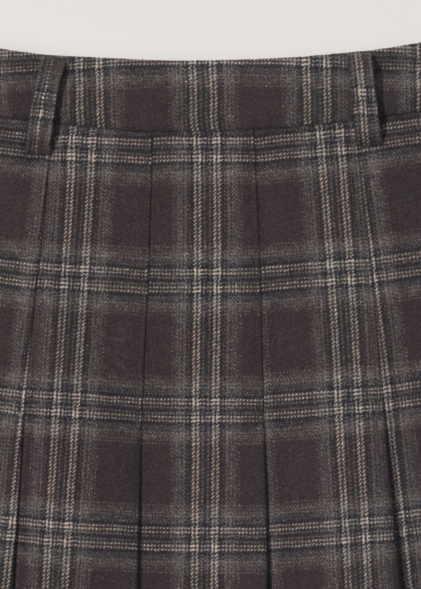 Flannel Pleats Midi Skirt