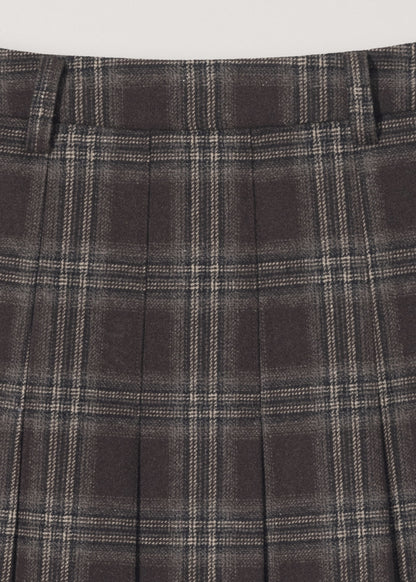 Flannel Pleats Midi Skirt