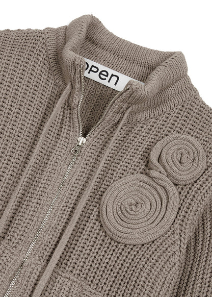 Appliqué Knit Zipup Jacket