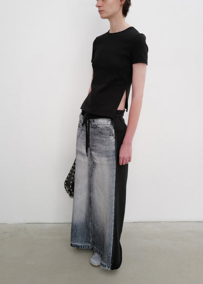 Front Jean Effect Jersey Skirt