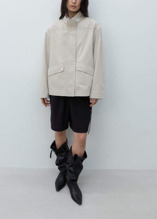 Washed Cotton Rib-Collar Jacket
