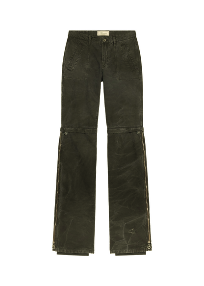 Straight Leg Canvas Pants With Zip