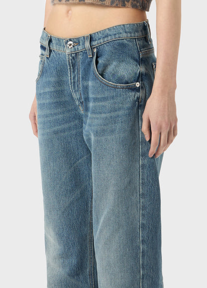 Straight Leg Jeans With Logo Print