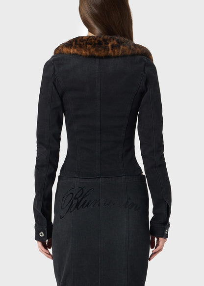 Denim Jacket With Faux Fur Collar