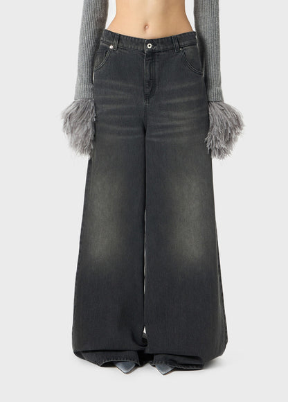 Stone-washed Superwide-leg Jeans