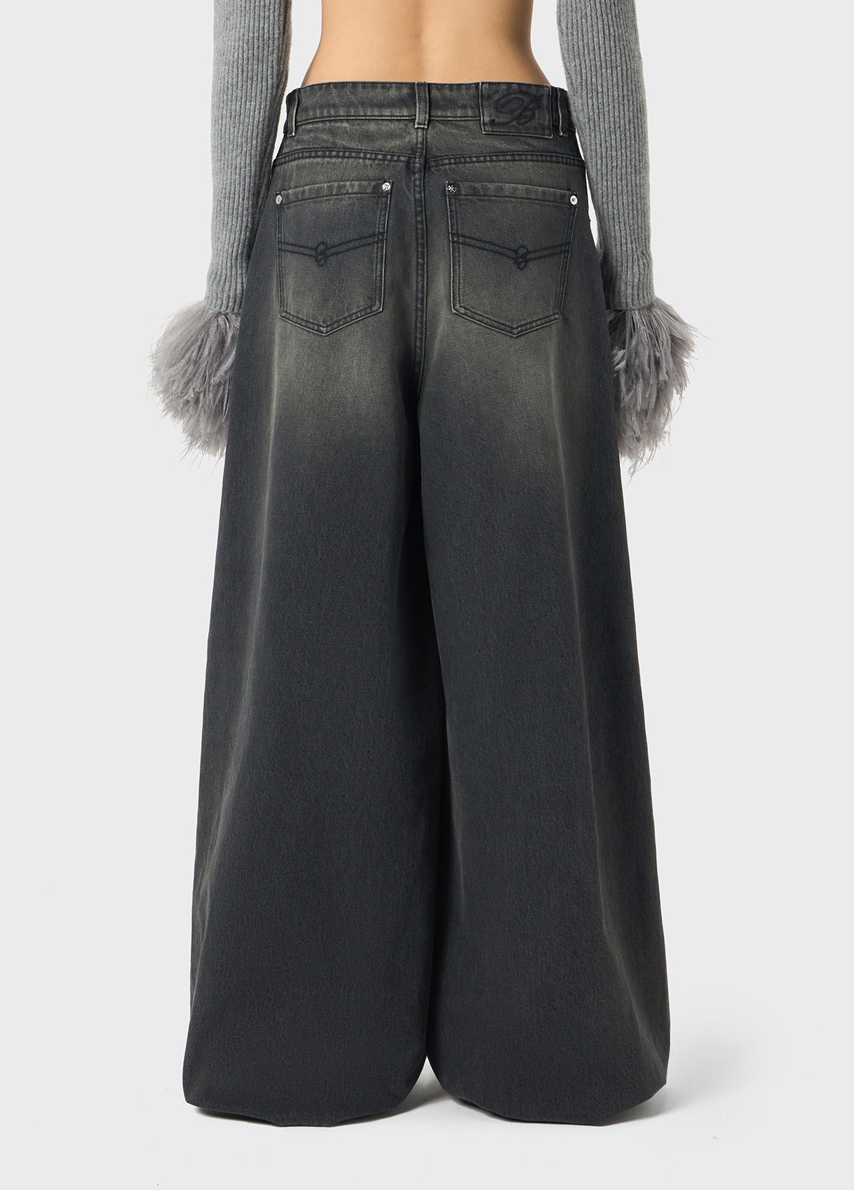 Stone-washed Superwide-leg Jeans