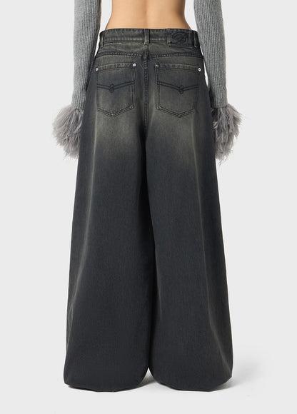 Stone-washed Superwide-leg Jeans