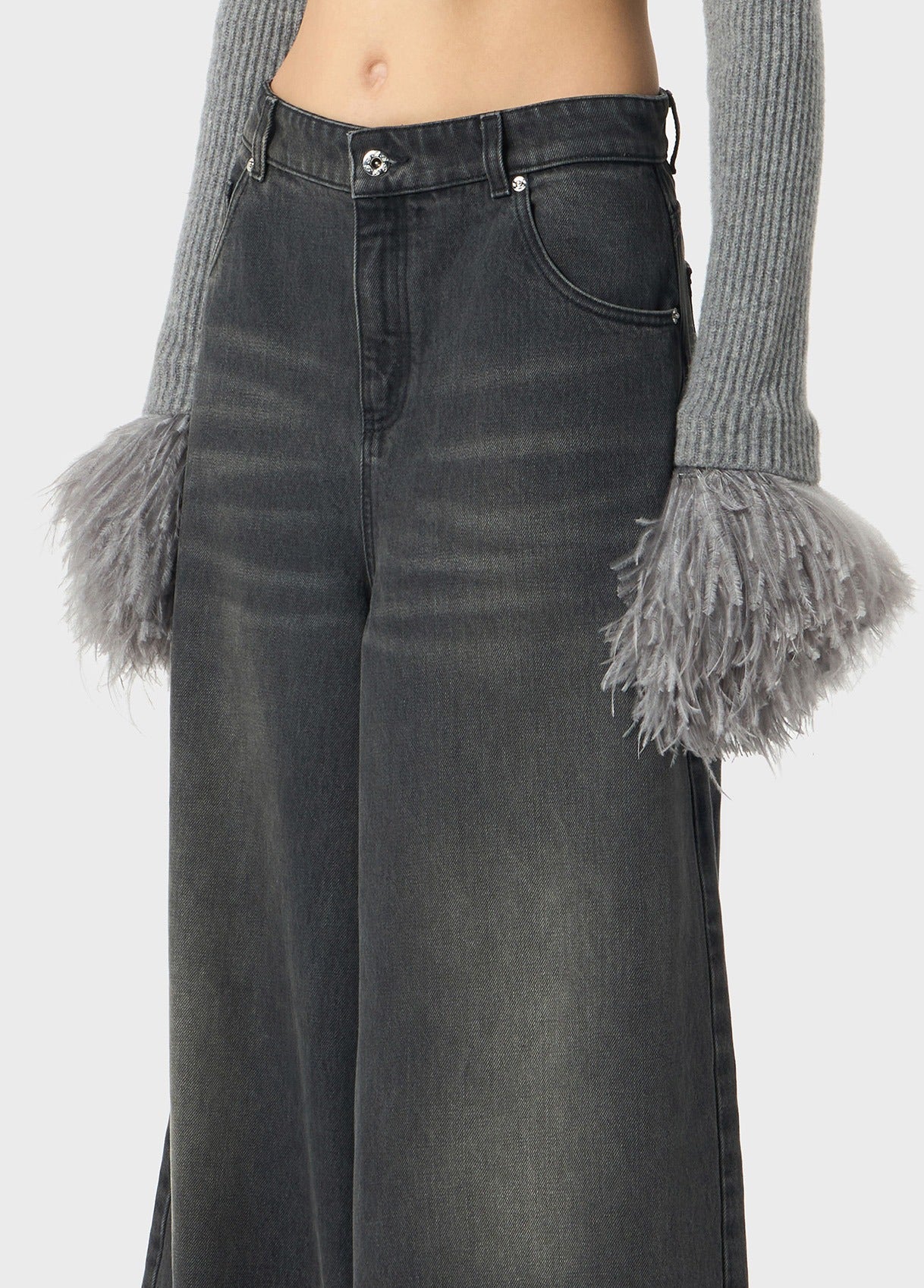 Stone-washed Superwide-leg Jeans