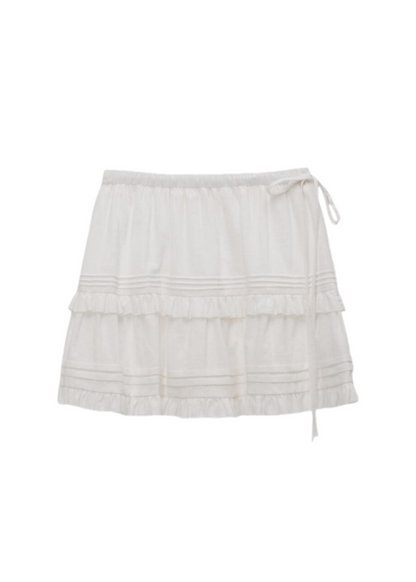 Shirring Ruffle Mini Skirt