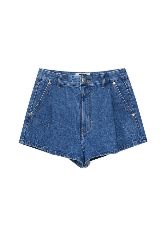 Folded Front Denim Shorts