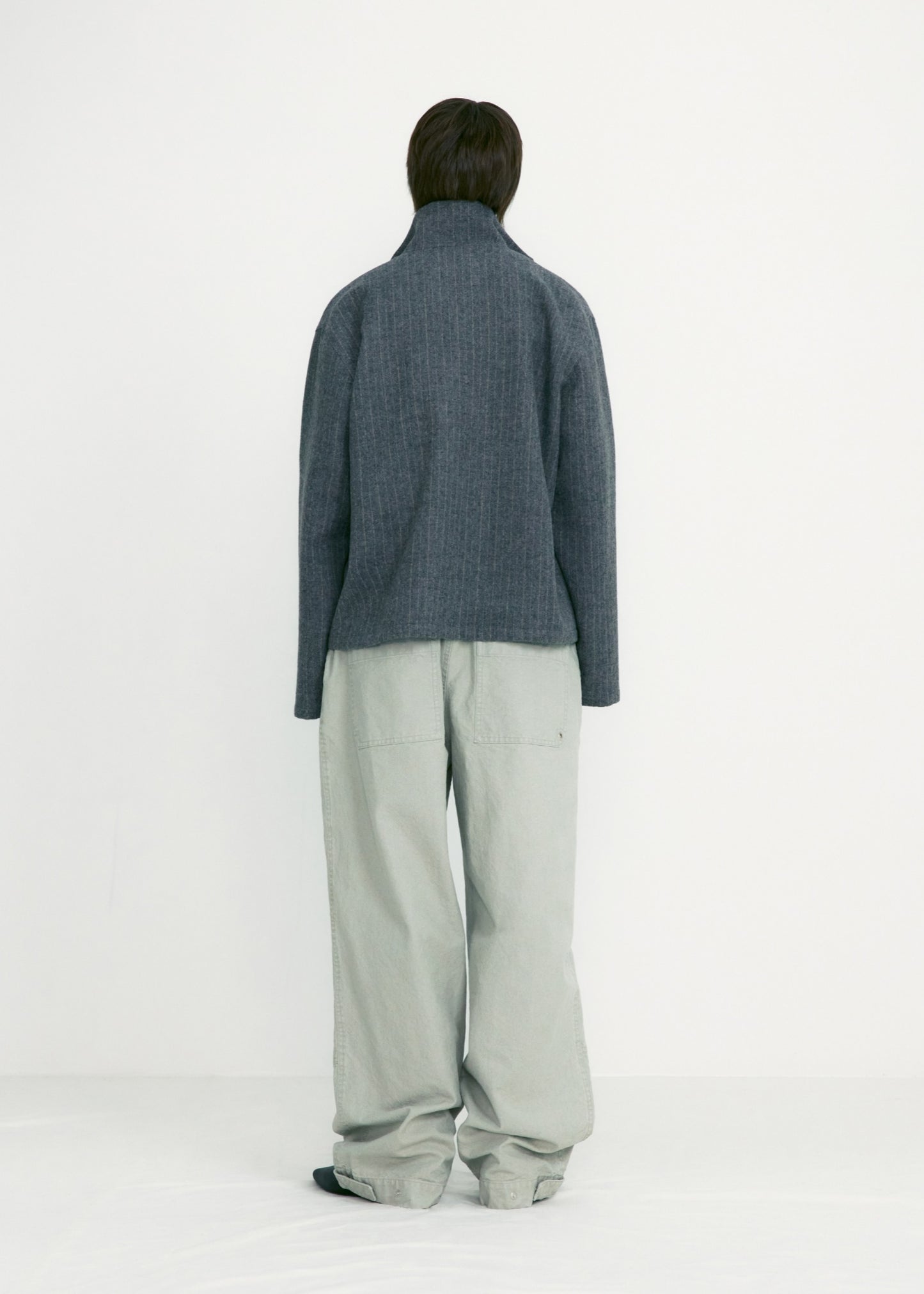 Stripe Wool Zip Shirt Jacket