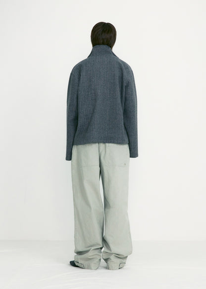 Stripe Wool Zip Shirt Jacket