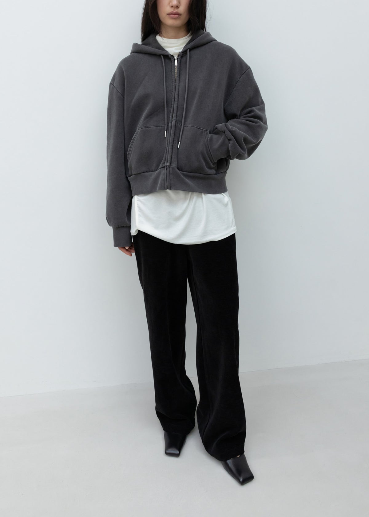Washed Cotton Zip-Up Hoodie