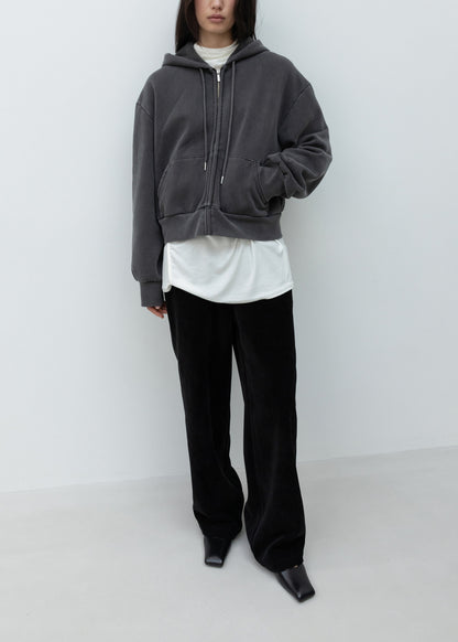 Washed Cotton Zip-Up Hoodie