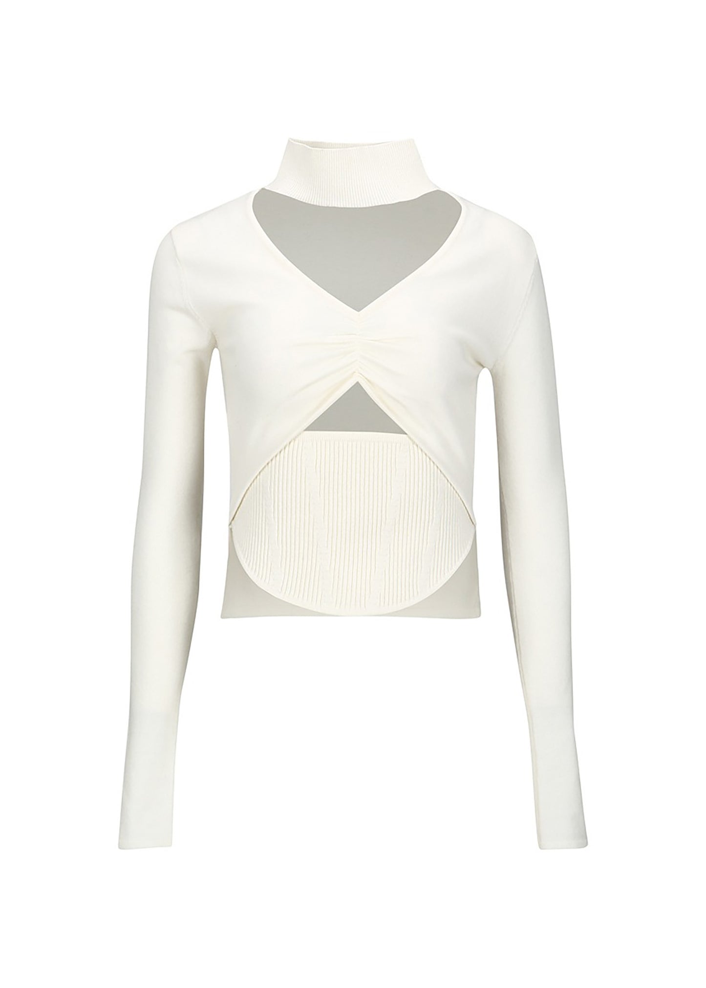Cut-out Ruched Knit Top