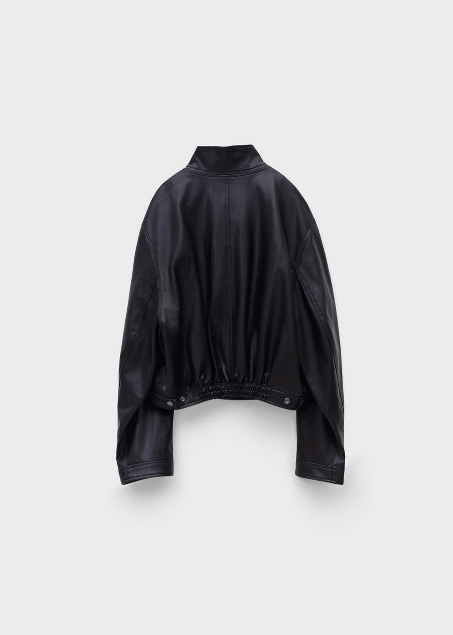 Stand Collar Artificial Leather Jumper