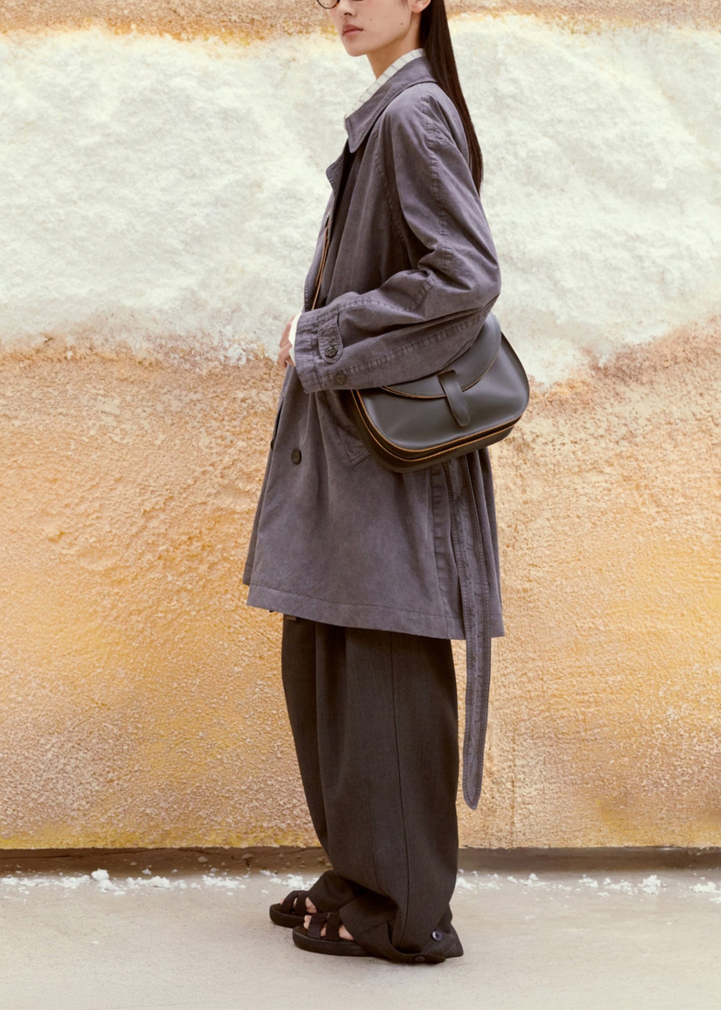 Pigment Washed Half Trench Coat