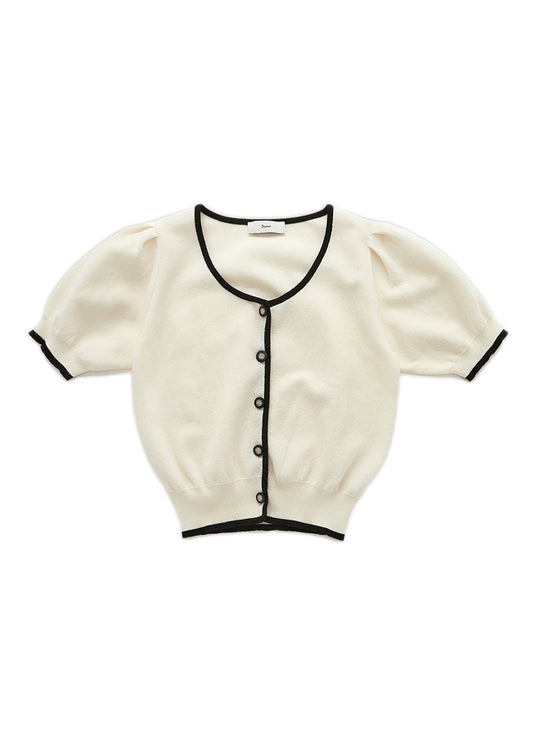 Scoop Neck Puff Sleeve Cardigan
