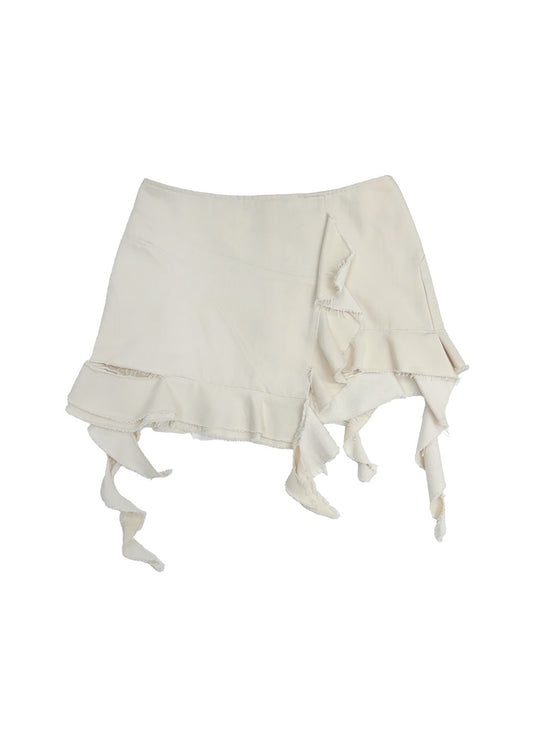Low-Rise Denim Flounce Skirt