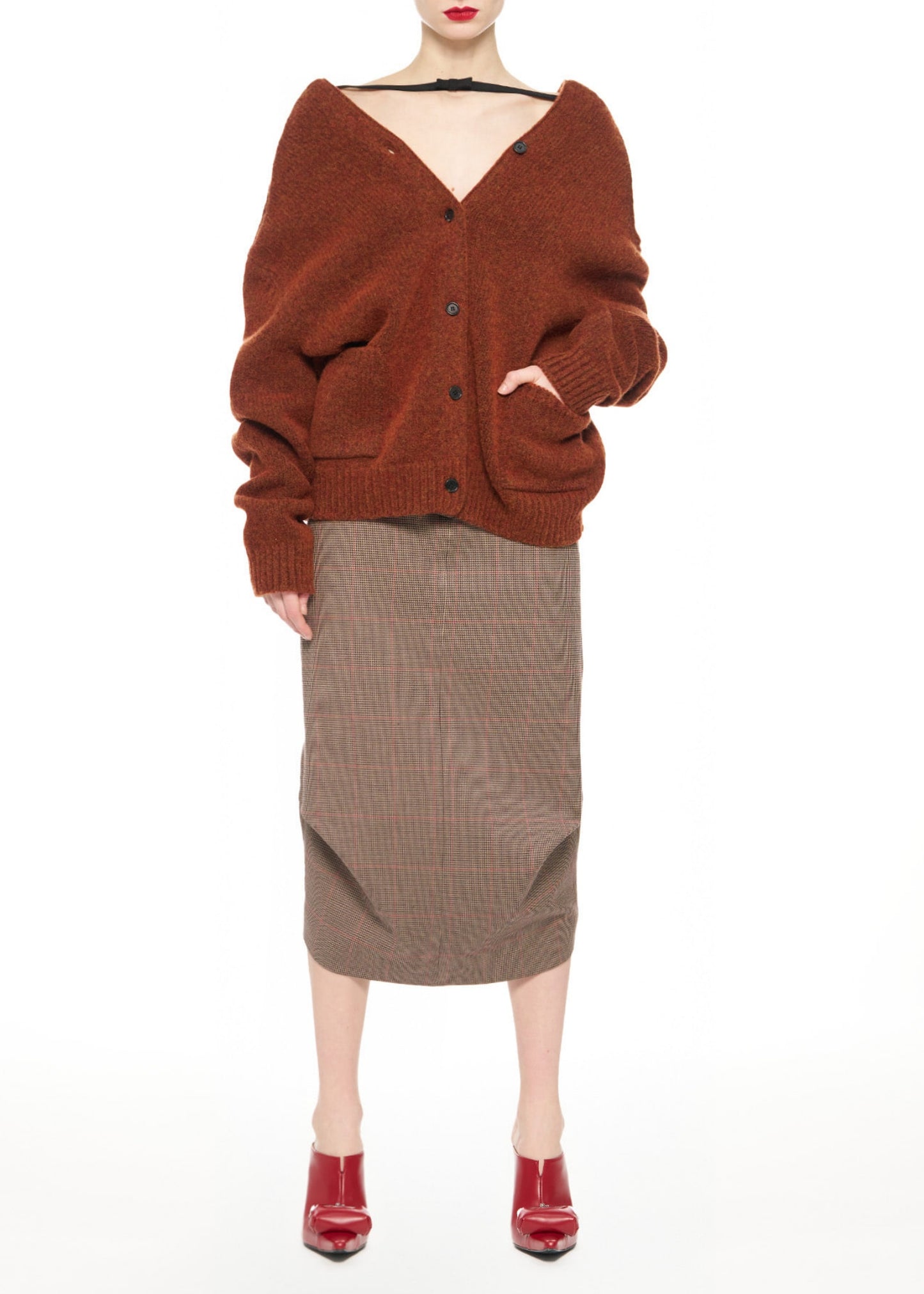 Check Front Tucked Skirt