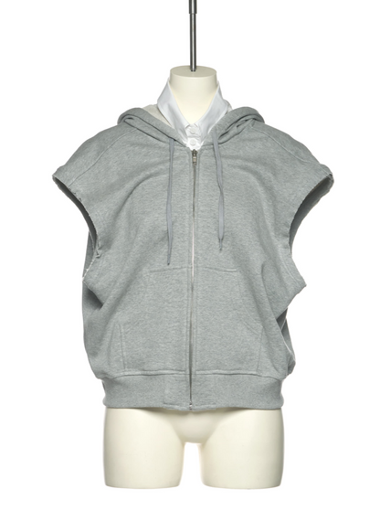 Shirt Layered Hoodie Sleevless Jumper