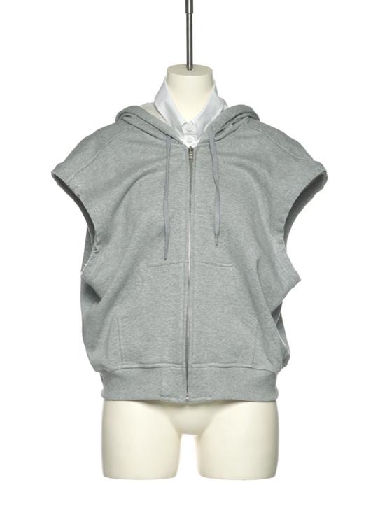 Shirt Layered Hoodie Sleevless Jumper