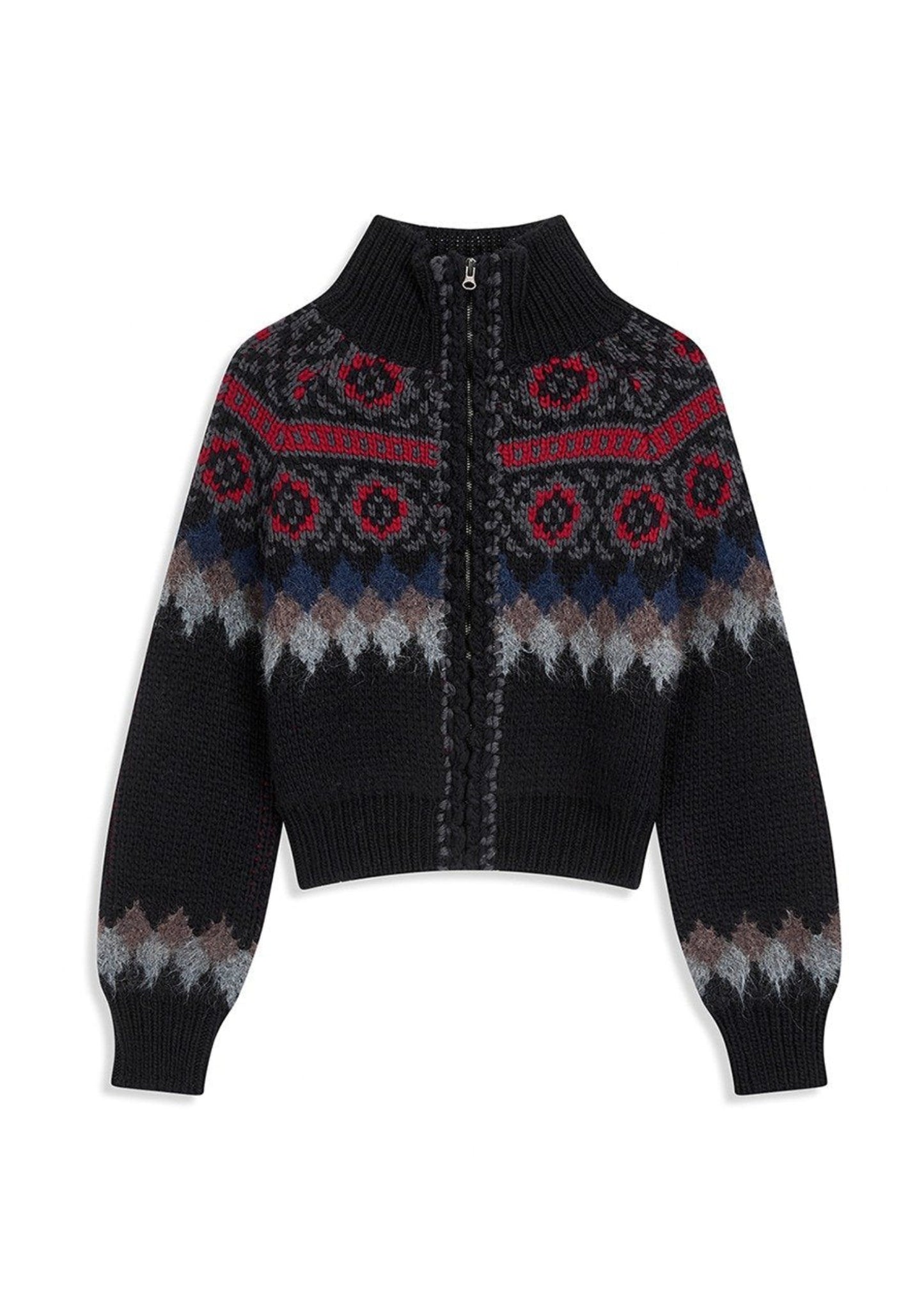 Fair Isle Zip Up Sweater