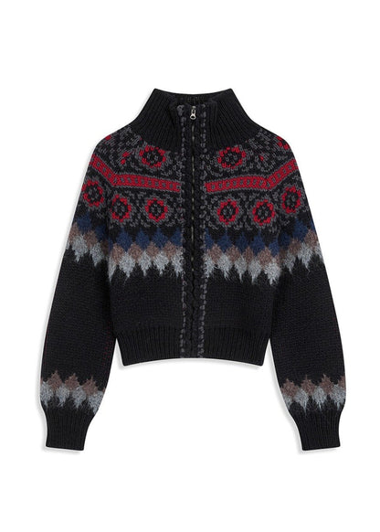 Fair Isle Zip Up Sweater