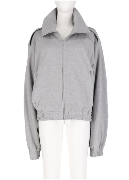Half Neck Epaulette Zip-up Jacket