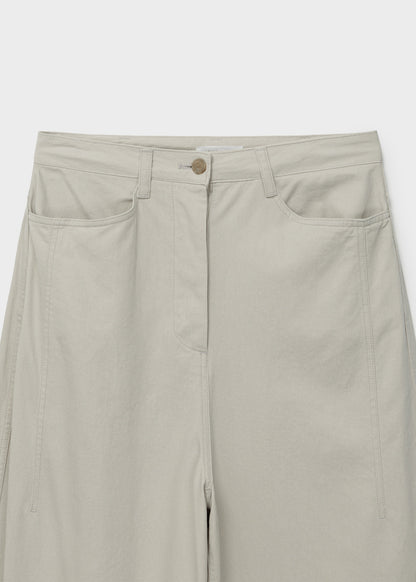 Wide-fit Curved Cotton Pants