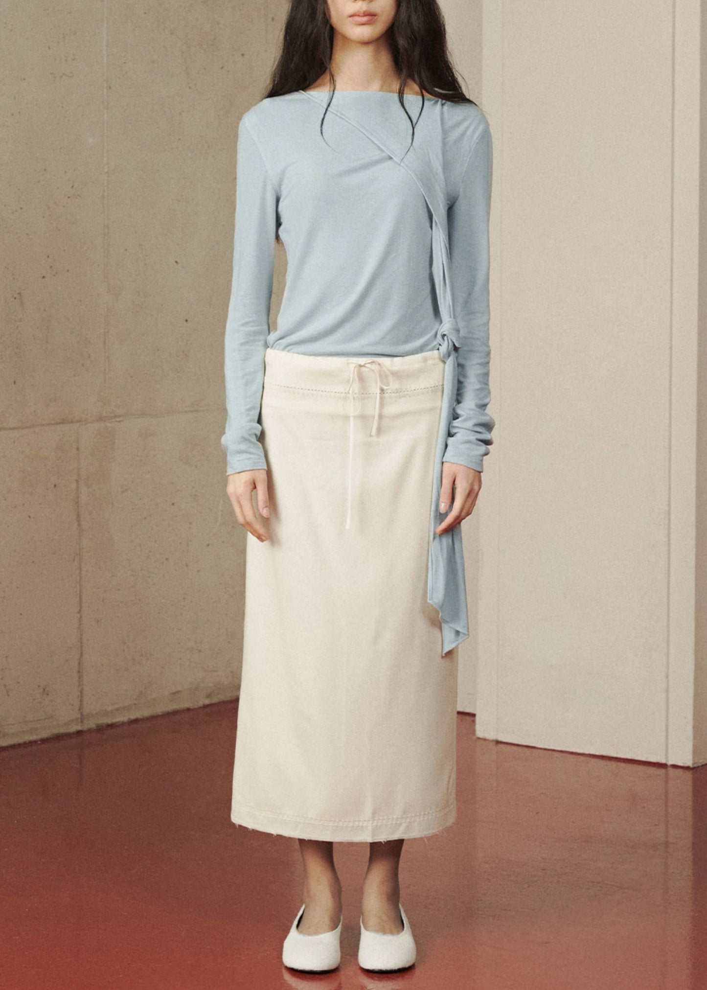 Scarf Neck Button Back T-Shirt