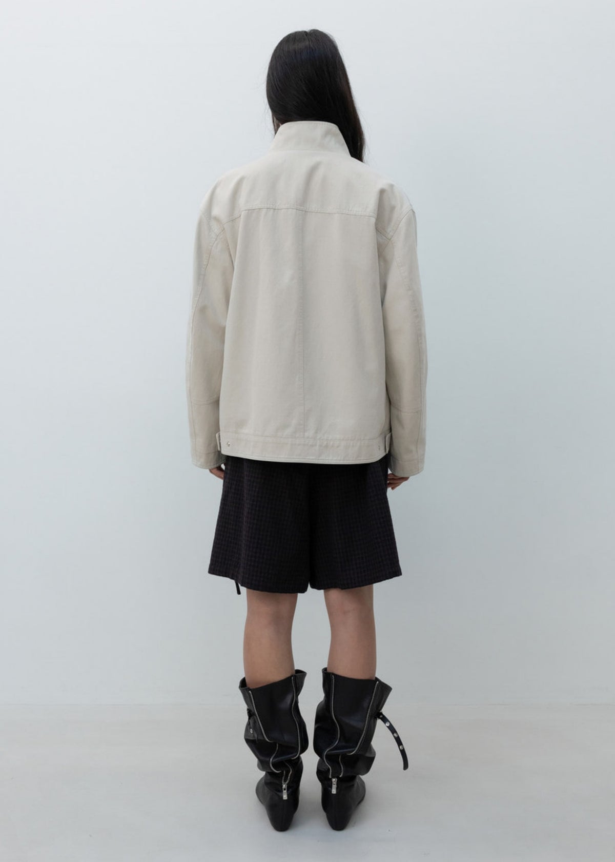 Washed Cotton Rib-Collar Jacket