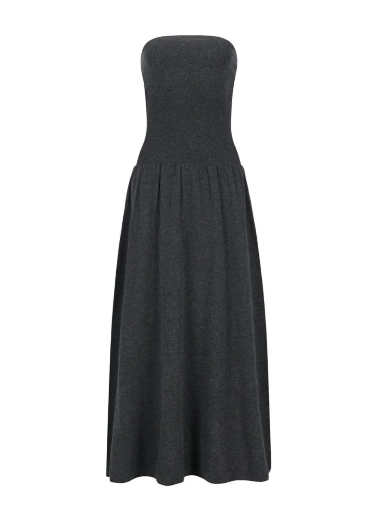 Ribbed Shirring Knit Maxi Dress