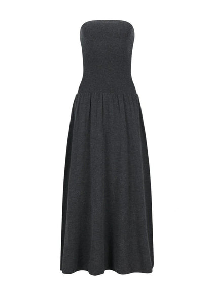 Ribbed Shirring Knit Maxi Dress