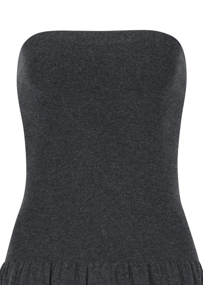 Ribbed Shirring Knit Maxi Dress