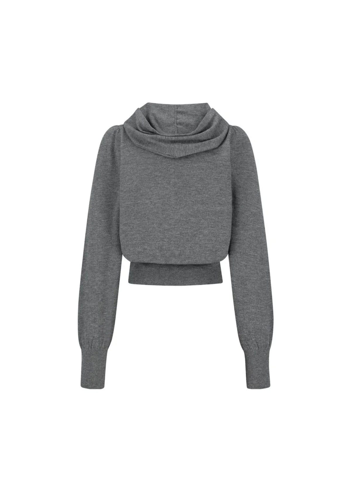 Shirring Half Zip Up Knit Hoodie