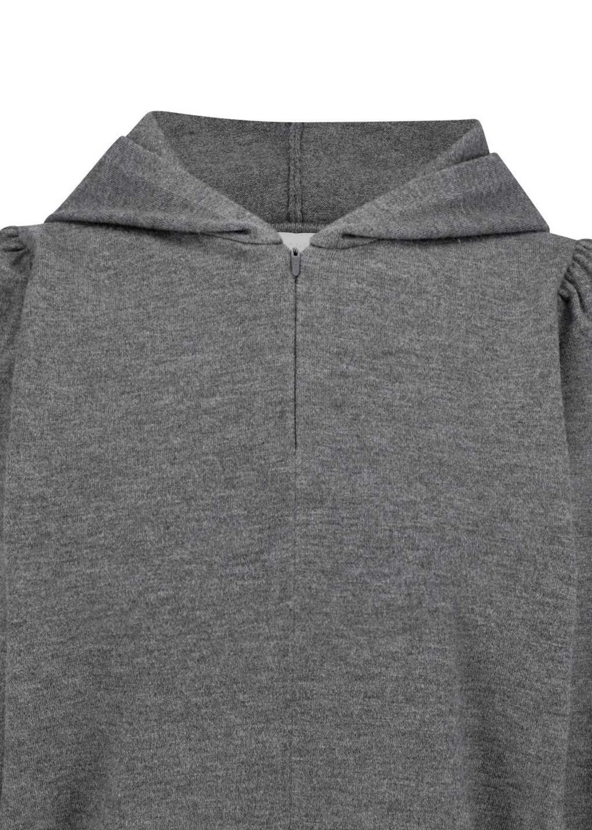 Shirring Half Zip Up Knit Hoodie
