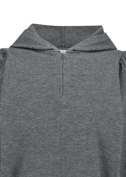Shirring Half Zip Up Knit Hoodie