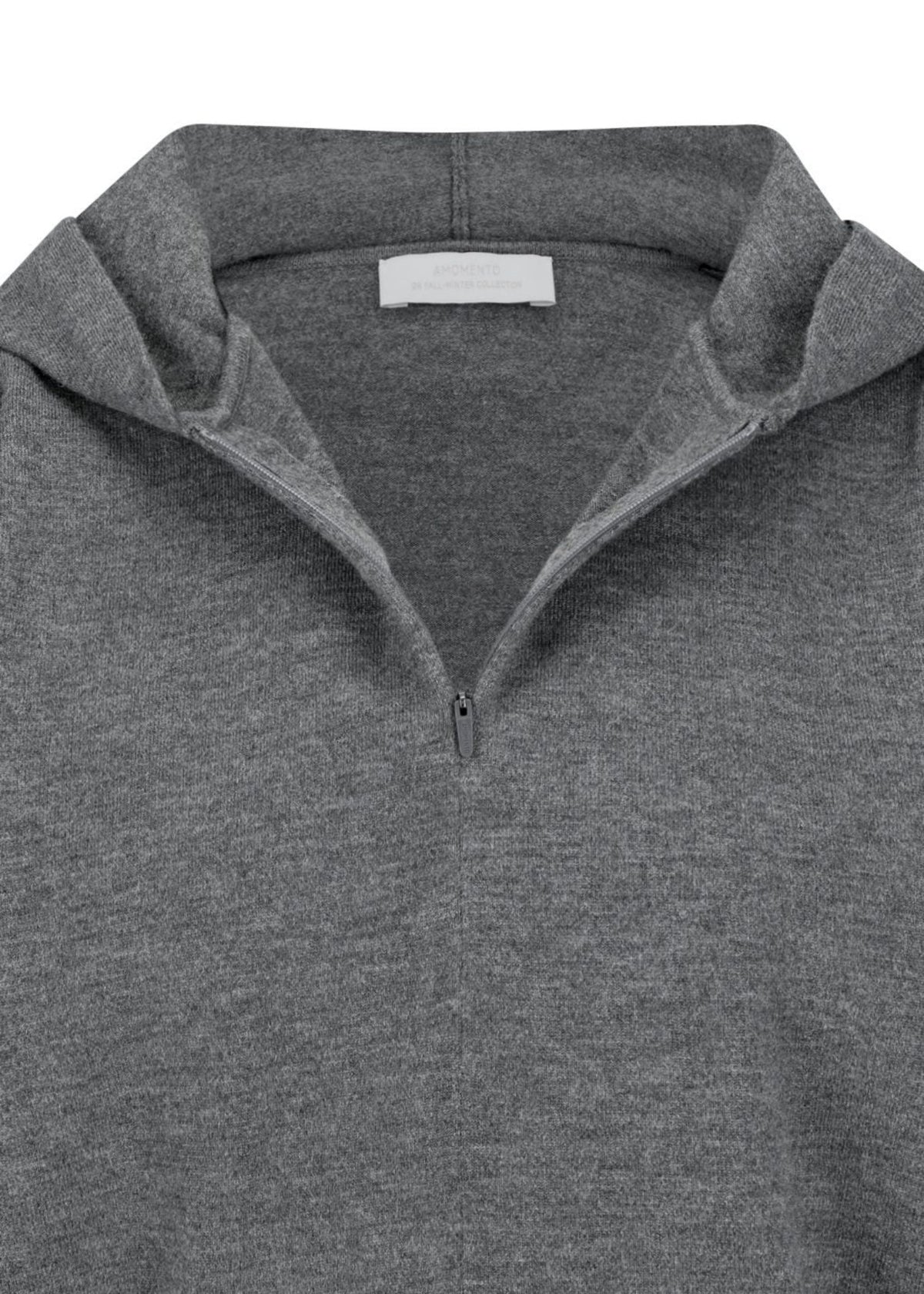 Shirring Half Zip Up Knit Hoodie