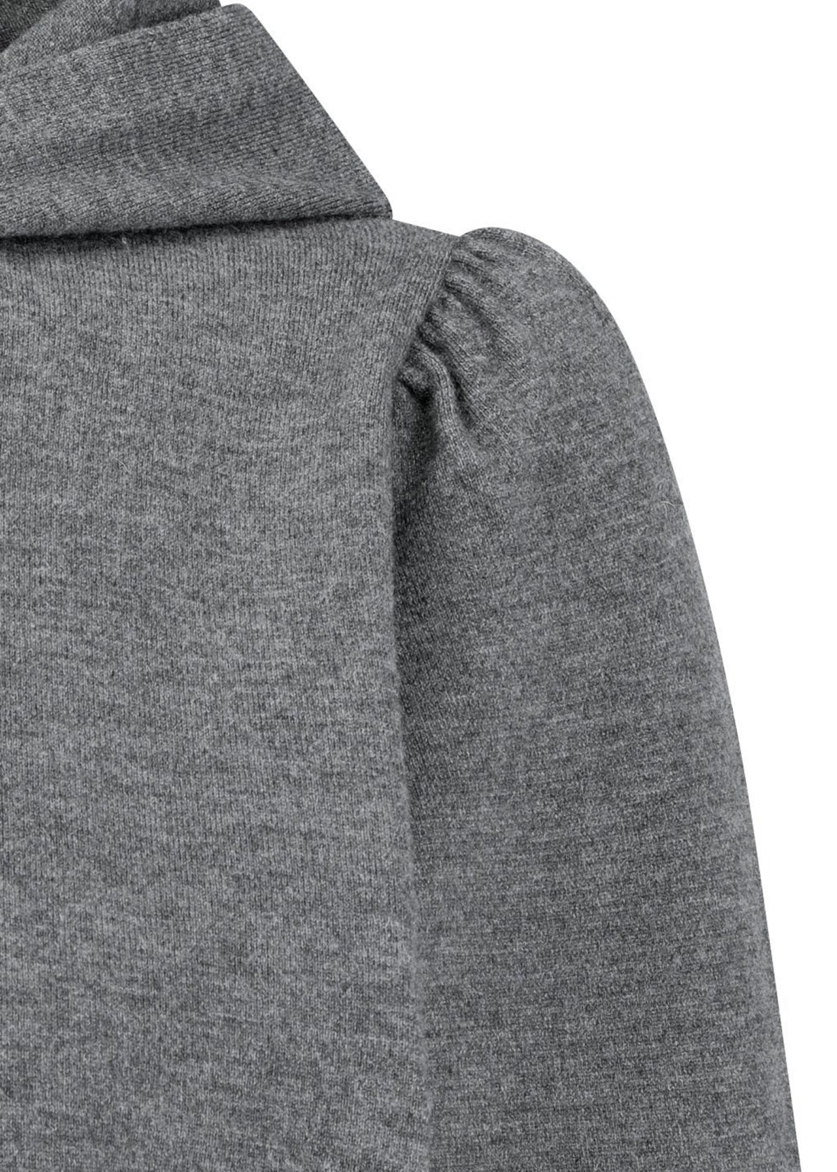 Shirring Half Zip Up Knit Hoodie