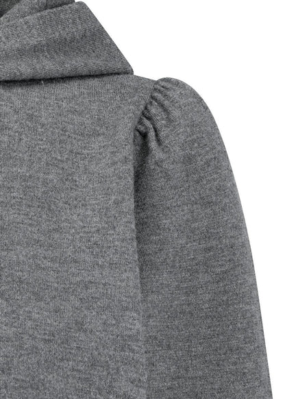 Shirring Half Zip Up Knit Hoodie