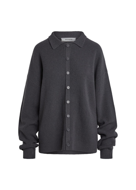Relaxed Knit Button Up Jacket