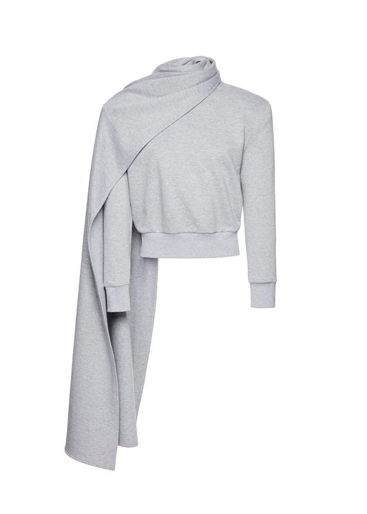Draped Scarf Sweatshirt