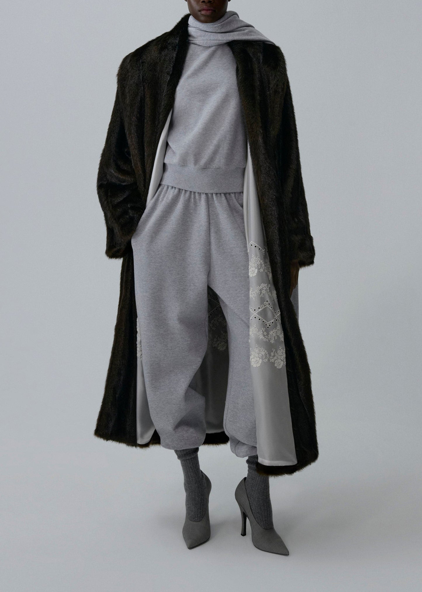 Draped Scarf Sweatshirt