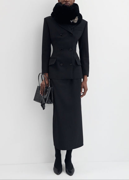 Double-breasted Wool Tailored Blazer